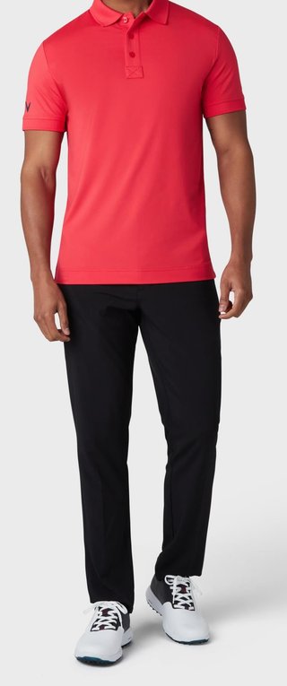 Callaway Solid Ribbed Herren Poloshirt, hibicus