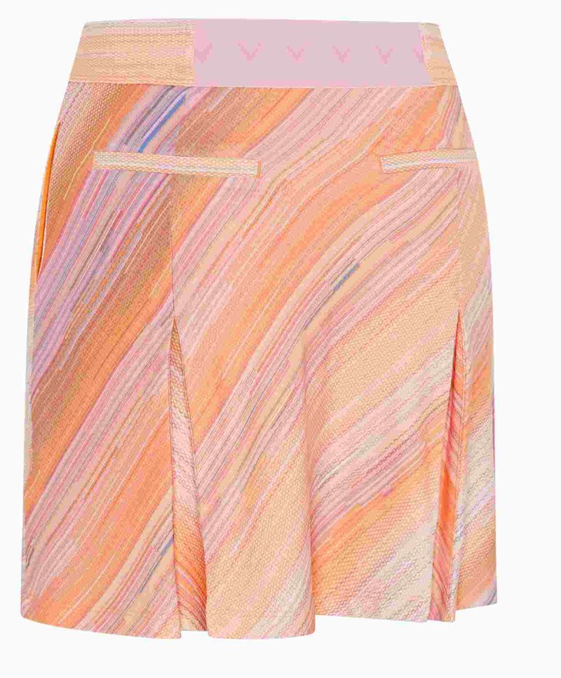 Callaway Striped Pleated 17" Golfrock, papaya