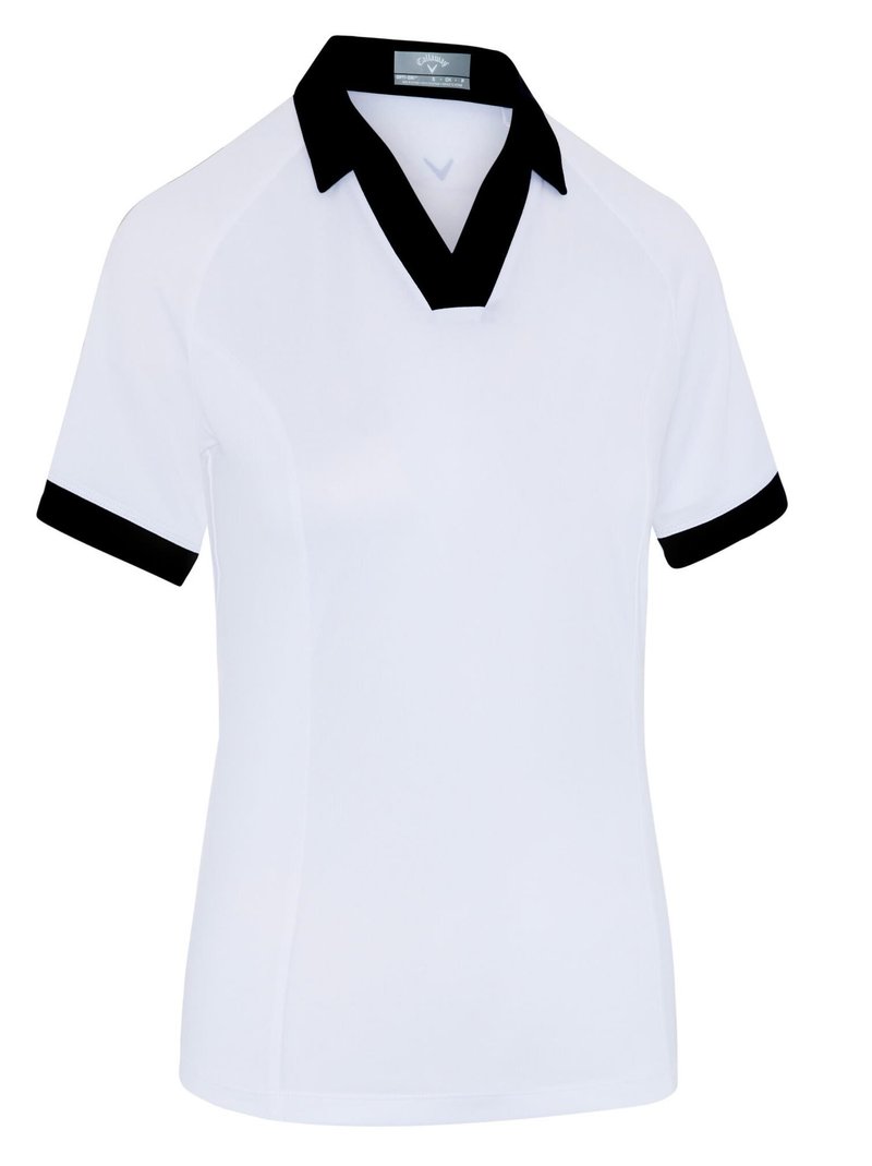Callaway V-Placket Colorblock Damen Poloshirt, weiss/schwarz