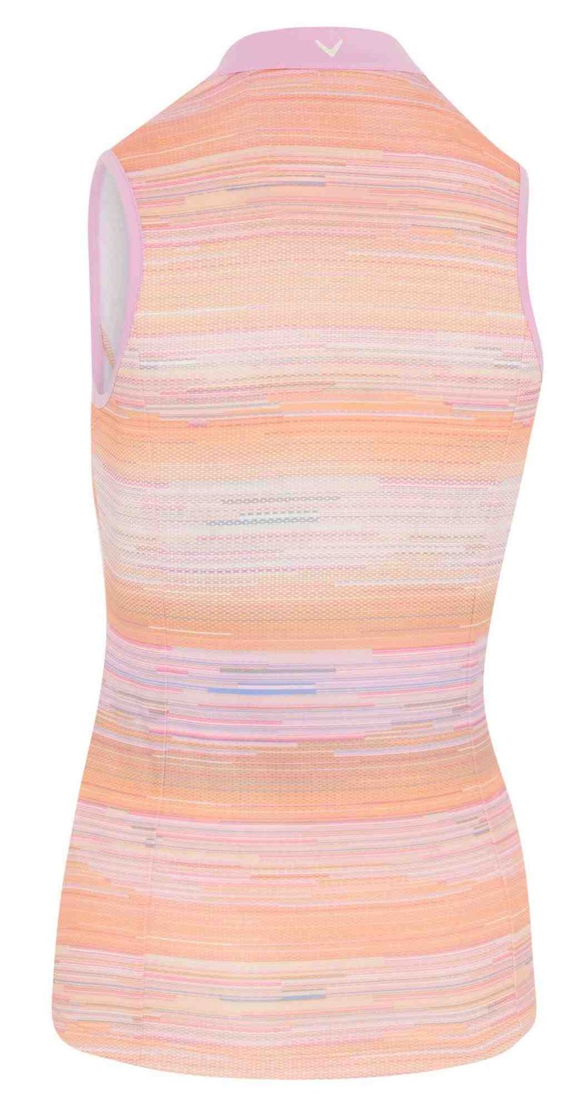Callaway Striped Sleeveless Damen Poloshirt, papaya