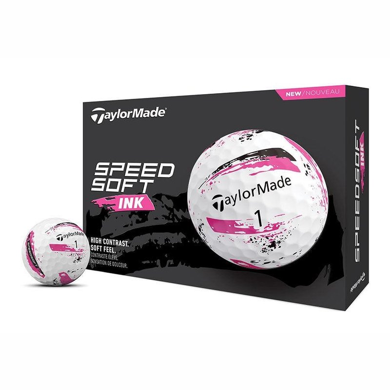 TaylorMade SpeedSoft Ink Golfbälle, weiss/rosa