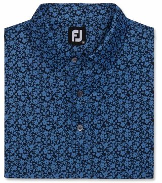 FootJoy Raker Print Lisle Herren Poloshirt, dunkelblau