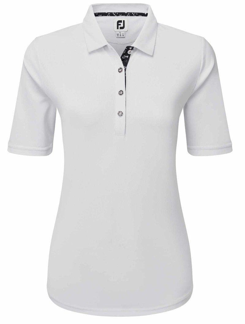 FootJoy 1/2 Sleeve Solid Pique Damen Poloshirt, weiss