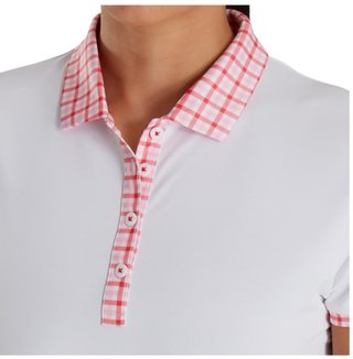 FootJoy Gingham Trim Damen Poloshirt, weiss