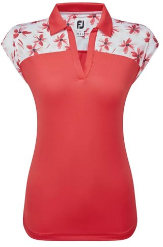 FootJoy Blocekd Floral Print Lisle Damen Poloshirt, rot