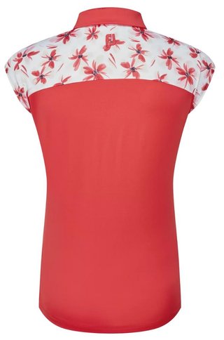 FootJoy Blocekd Floral Print Lisle Damen Poloshirt, rot