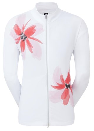 FootJoy Lightweight Full-Zip Damenjacke, weiss/rosa