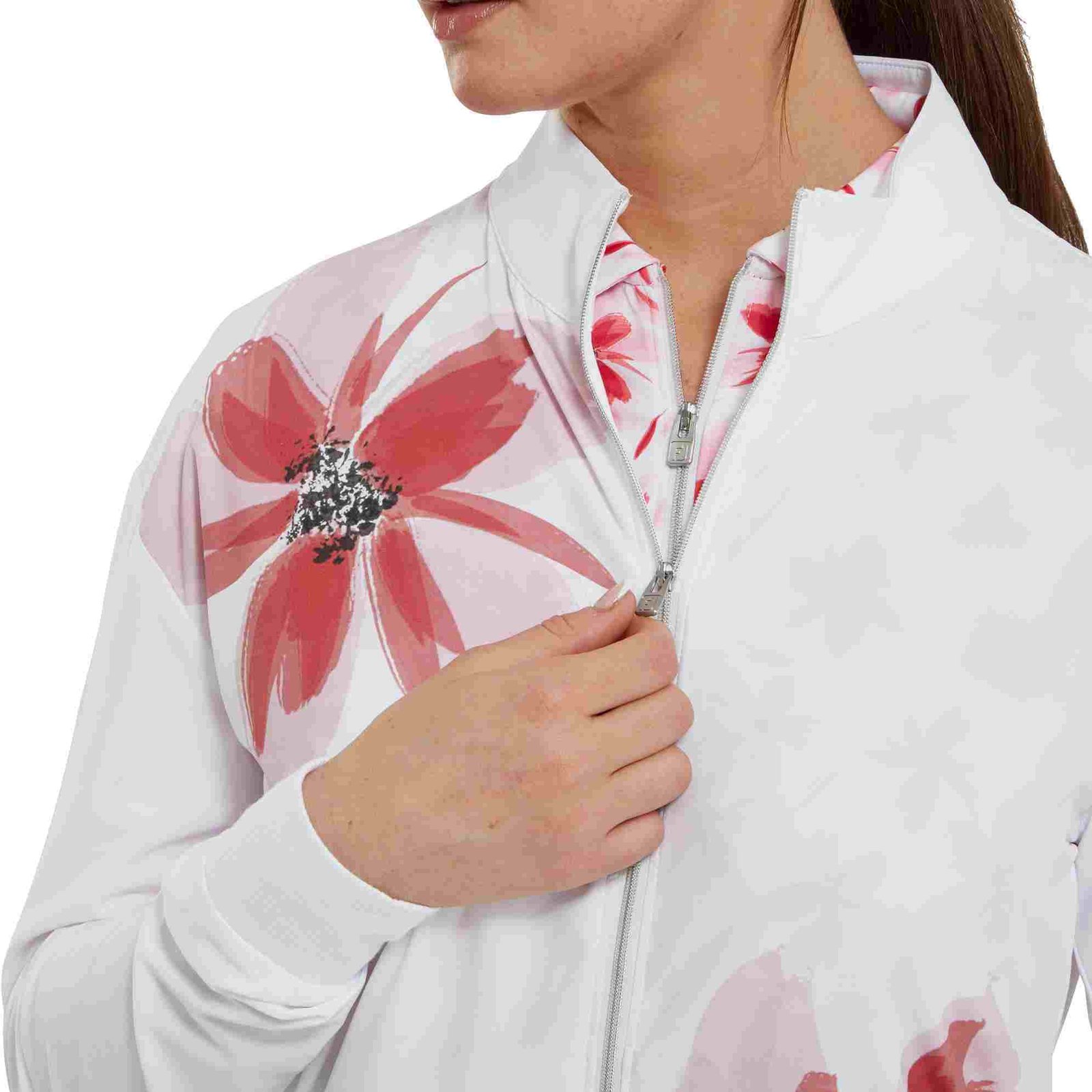 FootJoy Lightweight Full-Zip Damenjacke, weiss/rosa