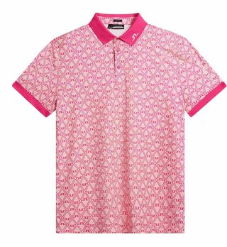 J.Lindeberg Tour Tech Regular Fit Print Herren Poloshirt, geo powder pink