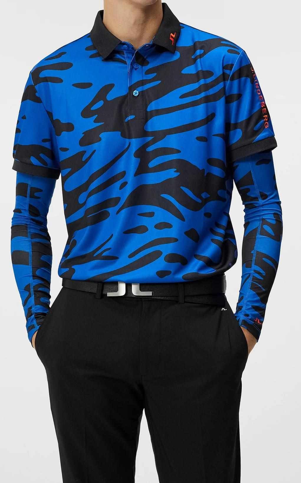 J.Lindeberg Tour Tech Regular Fit Print Herren Poloshirt, neptune nautical blue