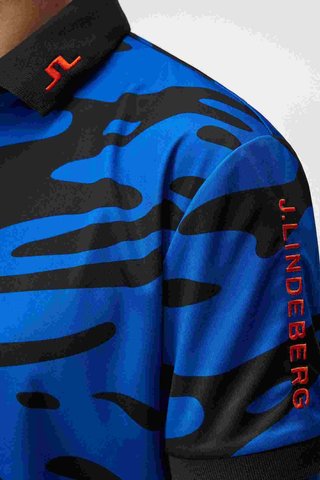 J.Lindeberg Tour Tech Regular Fit Print Herren Poloshirt, neptune nautical blue