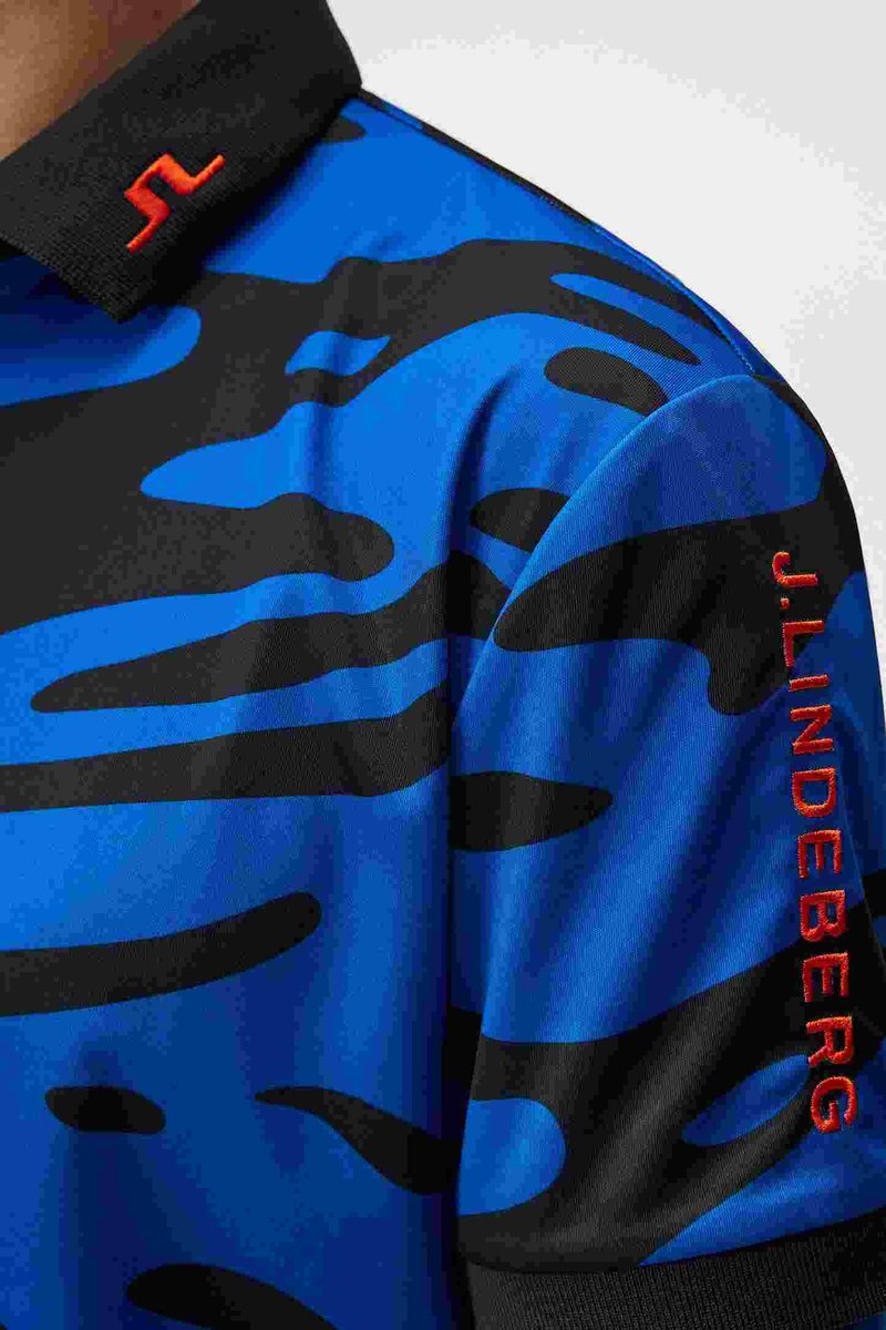 J.Lindeberg Tour Tech Regular Fit Print Herren Poloshirt, neptune nautical blue