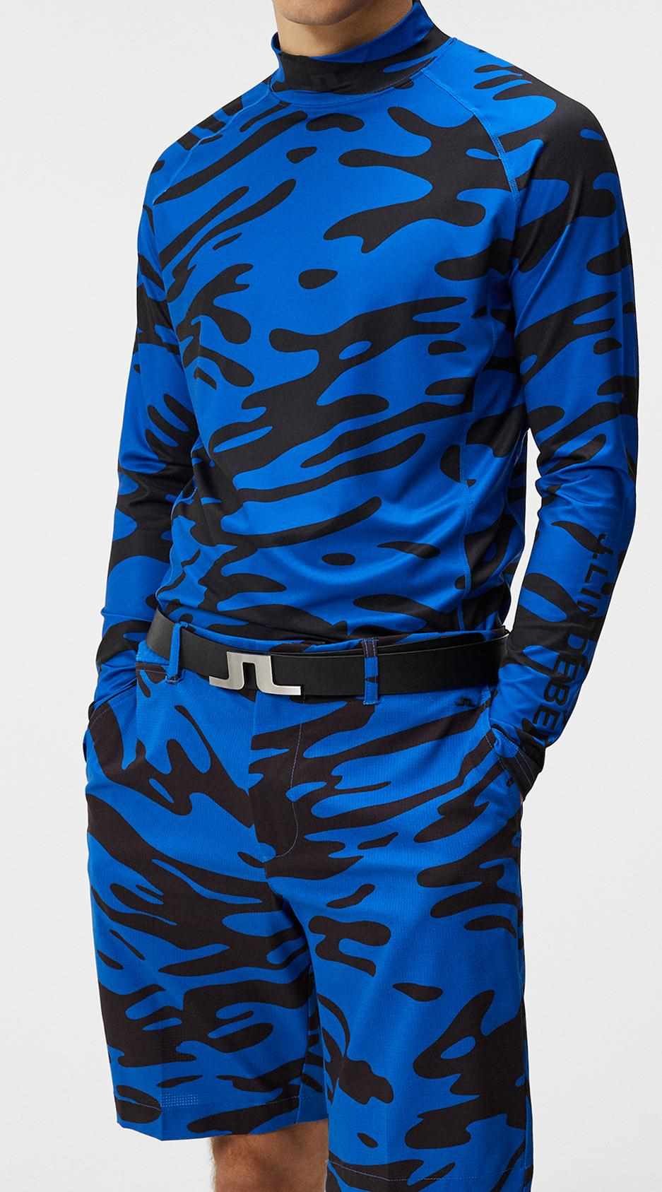 J.Lindeberg Aello Soft Print Herren Kompressionshemd, blau/schwarz