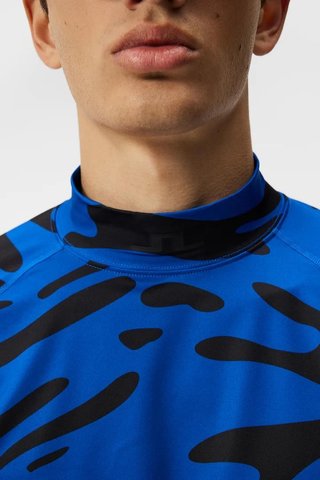 J.Lindeberg Aello Soft Print Herren Kompressionshemd, blau/schwarz