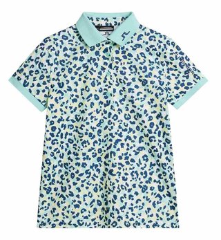 J.Lindeberg Tour Tech Print Damen Poloshirt, leopard aruba blue