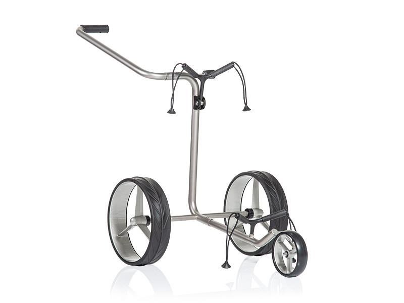 JuCad Junior Edelstahl 3-rädrig Manuell Golftrolley + Tragetasche