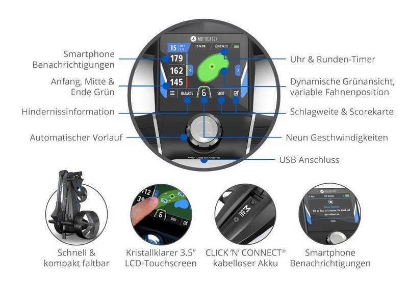 Motocaddy M5 GPS Elektrotrolley, 18+ Akku