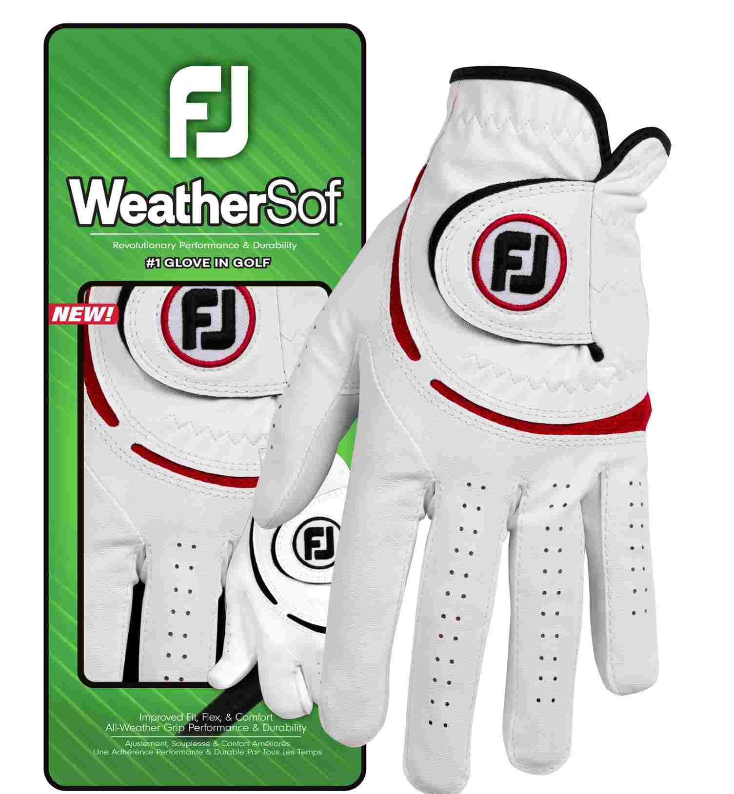 FootJoy WeatherSof Herren Handschuh, weiss/rot