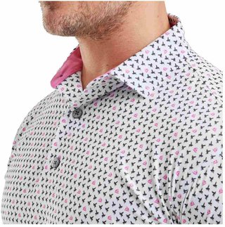 FootJoy Flying Wasp Pint Lisle Herren Poloshirt, weiss