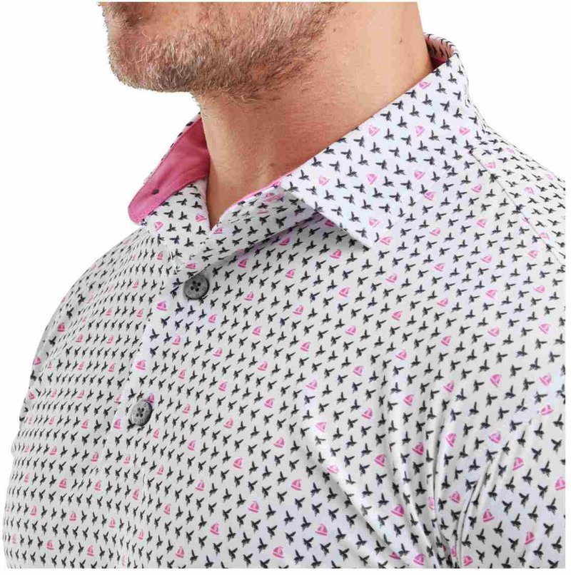 FootJoy Flying Wasp Pint Lisle Herren Poloshirt, weiss