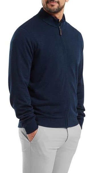 FootJoy Full-Zip Lined Herren Pullover, dunkelblau