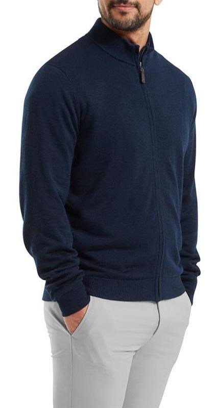 FootJoy Full-Zip Lined Herren Pullover, dunkelblau