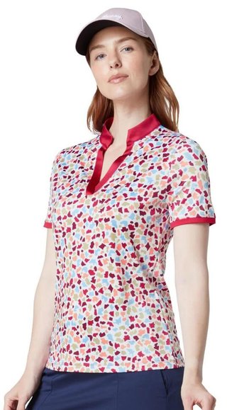 Callaway V-Neck Short Sleeve Print Damen Poloshirt, brilliant white