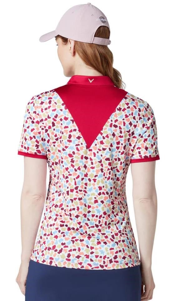 Callaway V-Neck Short Sleeve Print Damen Poloshirt, brilliant white