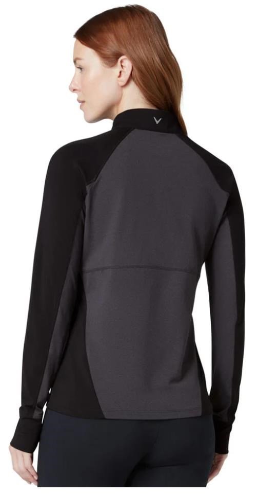 Callaway Lightweight Knit Heathered 1/4 Zip Damen Sweatshirt, ebony heather