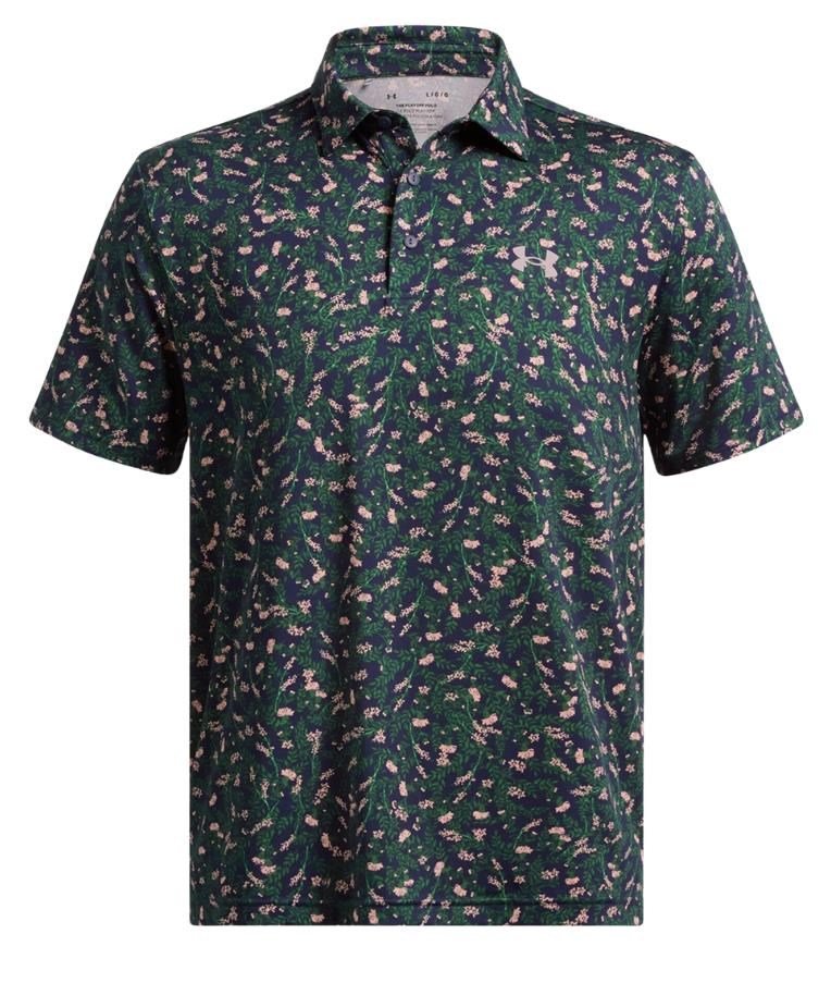 Under Armour Playoff 3.0 Printed Herren Poloshirt, midnight navy/forest green/tetra gray