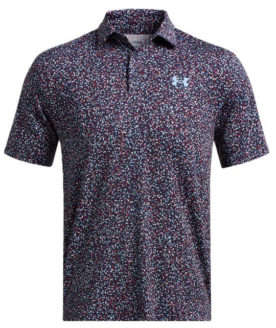 Under Armour Playoff 3.0 Printed Herren Poloshirt, blau/weinrot