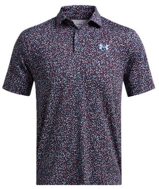 Under Armour Playoff 3.0 Printed Herren Poloshirt, blau/weinrot