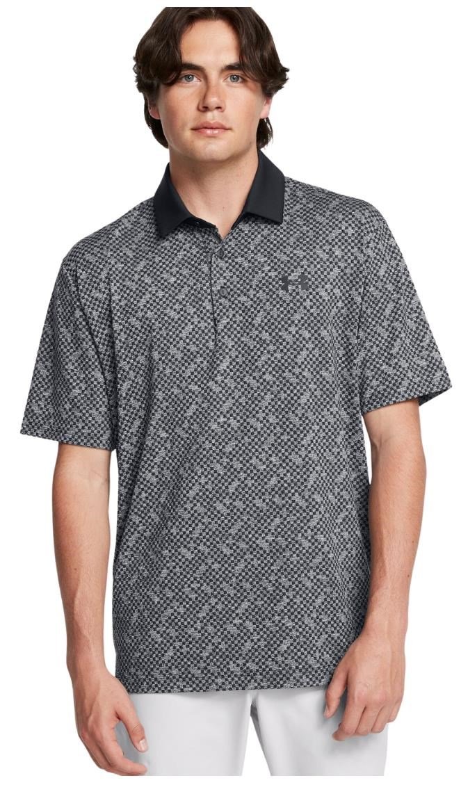 Under Armour Playoff 3.0 Check Jaquard Herren Poloshirt, schwarz/weiss
