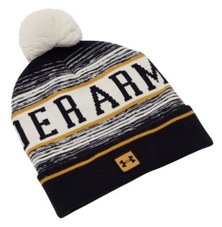 Under Armour Halftime Pom Beanie Wintermütze, summit white/golden yellow