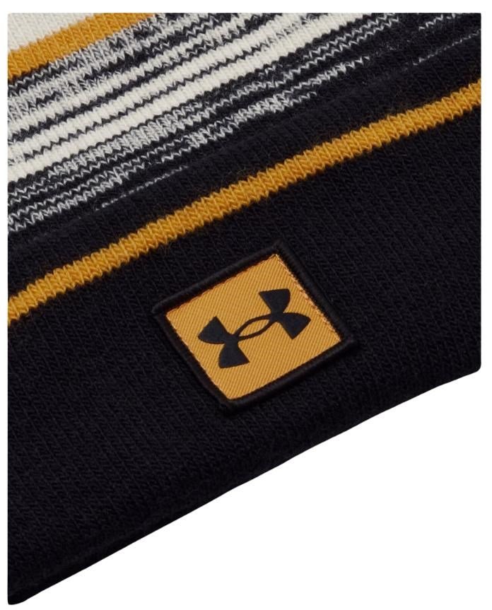 Under Armour Halftime Pom Beanie Wintermütze, summit white/golden yellow