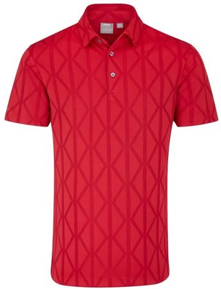 PING Lenny Jacquard Herren Poloshirt, rot