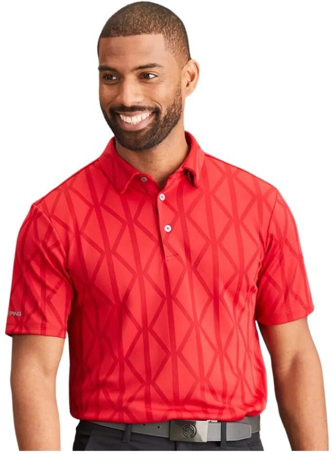 PING Lenny Jacquard Herren Poloshirt, rot