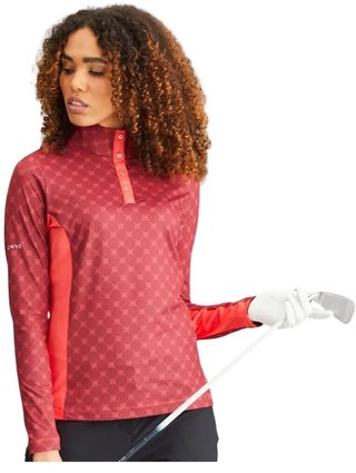 PING Lolette Printed Damen Poloshirt, tibetan red multi/cayenne