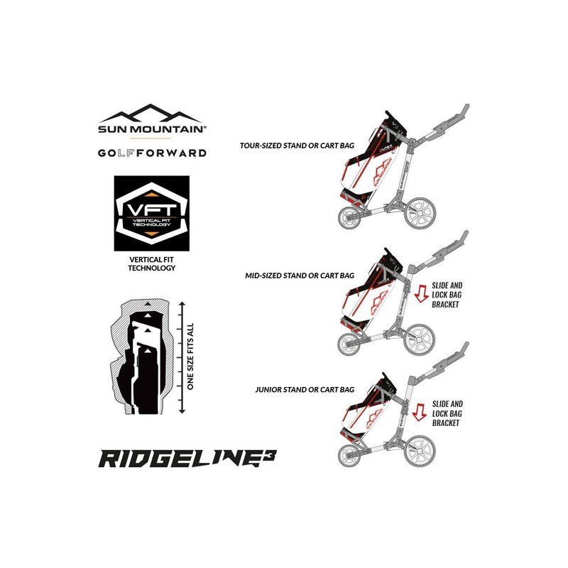Sun Mountain Ridgeline 3 Manuell Golftrolley, schwarz