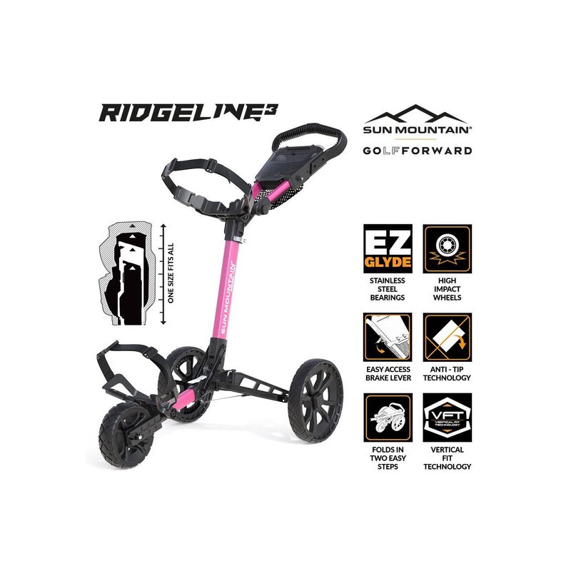 Sun Mountain Ridgeline 3 Manuell Golftrolley, rosa