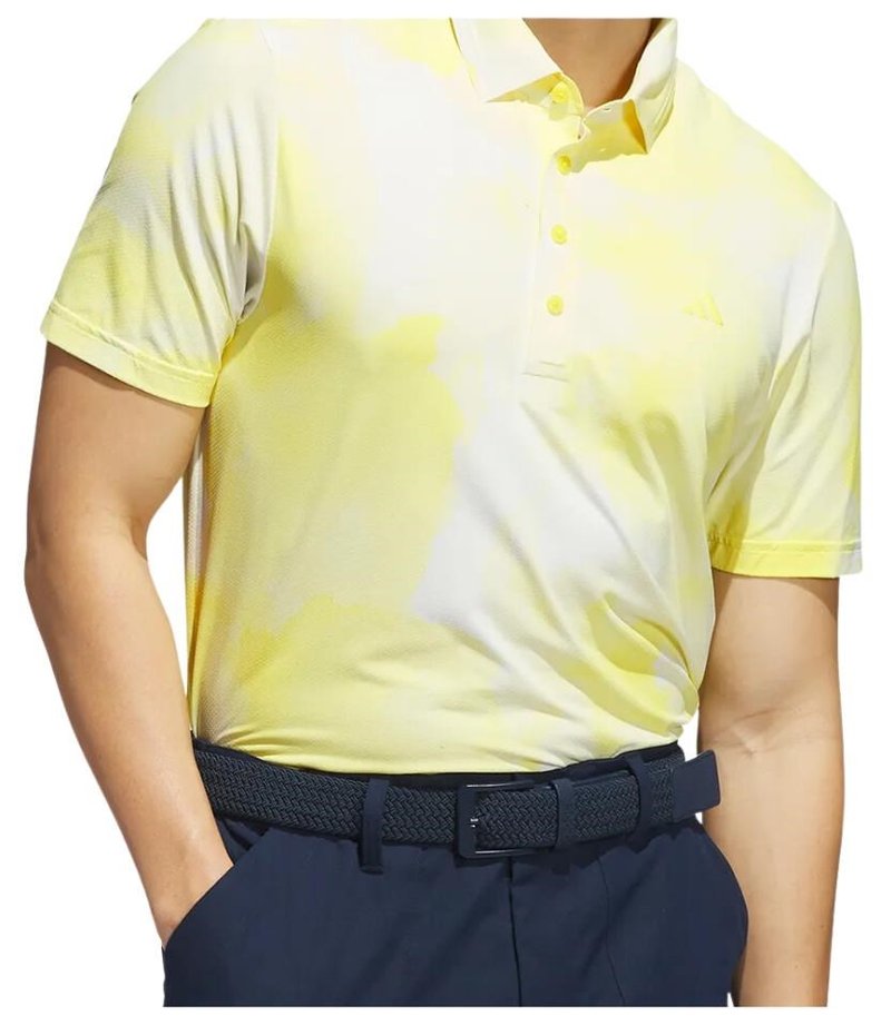 Adidas Ultimate365 Tour Printed Herren Poloshirt, white/powder yellow