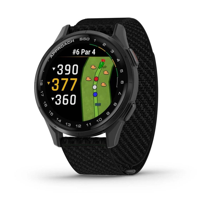Garmin Approach S50 GPS Golfuhr, schwarz nylon/silber aluminium