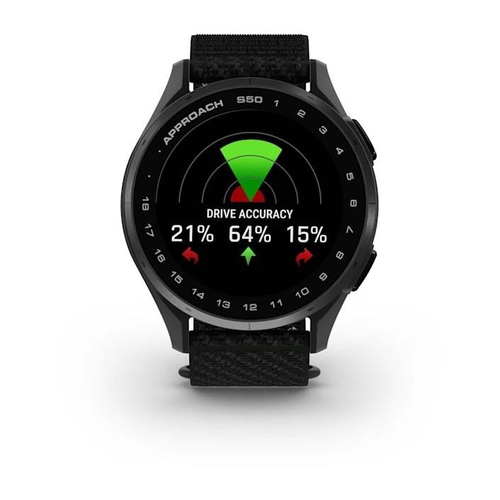 Garmin Approach S50 GPS Golfuhr, schwarz nylon/silber aluminium