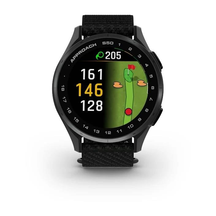 Garmin Approach S50 GPS Golfuhr, schwarz nylon/silber aluminium