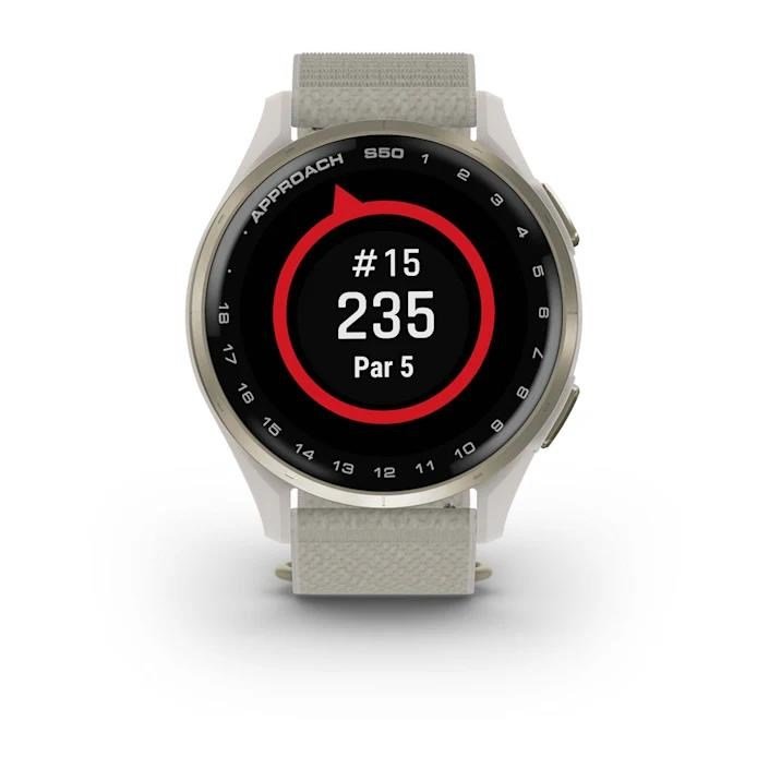 Garmin Approach S50 GPS Golfuhr, ivory nylon/cream gold aluminium
