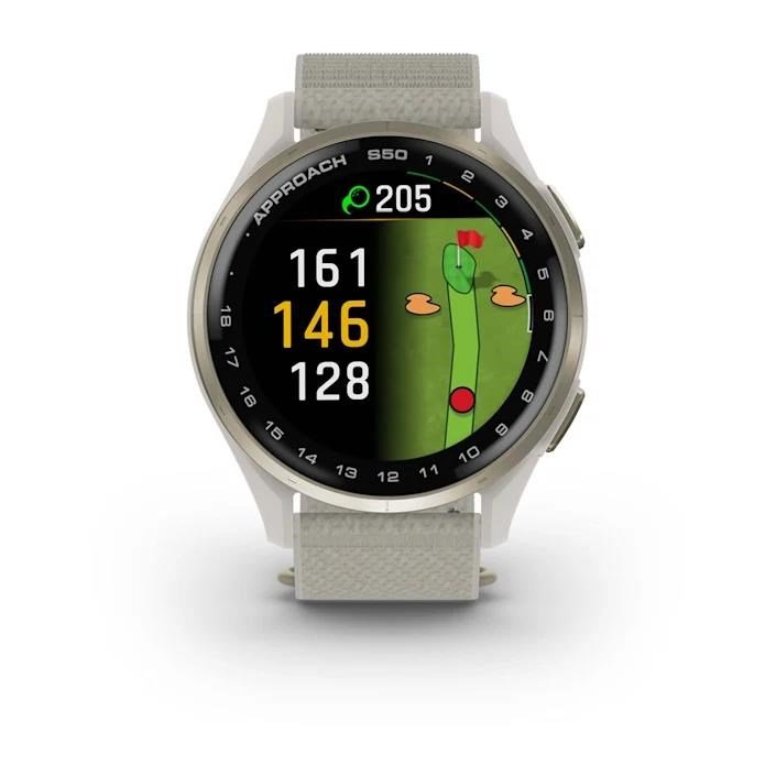 Garmin Approach S50 GPS Golfuhr, ivory nylon/cream gold aluminium