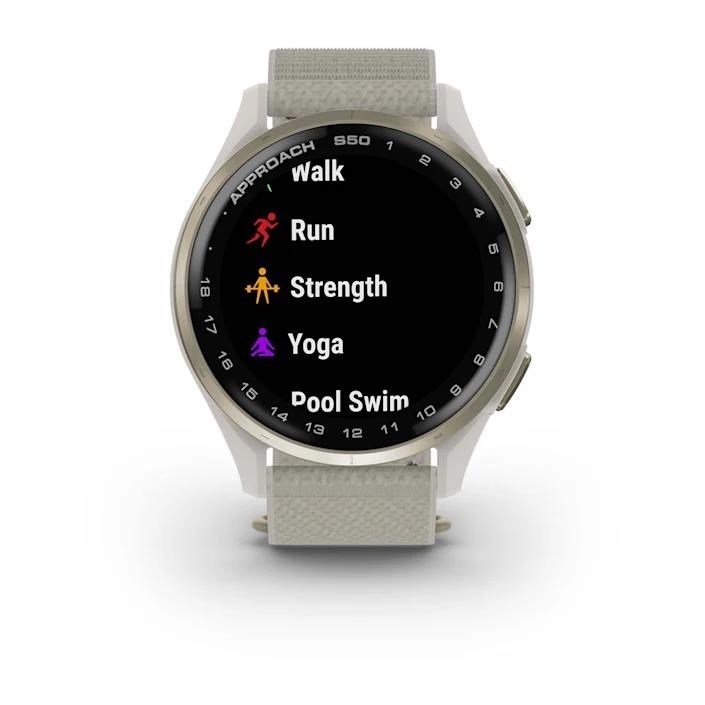 Garmin Approach S50 GPS Golfuhr, ivory nylon/cream gold aluminium