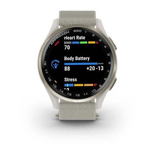 Garmin Approach S50 GPS Golfuhr, ivory nylon/cream gold aluminium