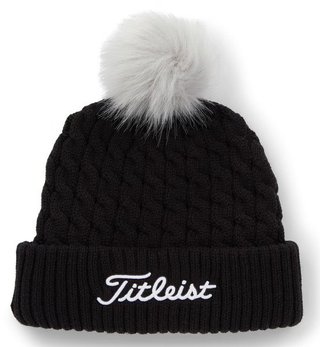 Titleist Cable Knit Pom Pom Damen Wintermütze, schwarz