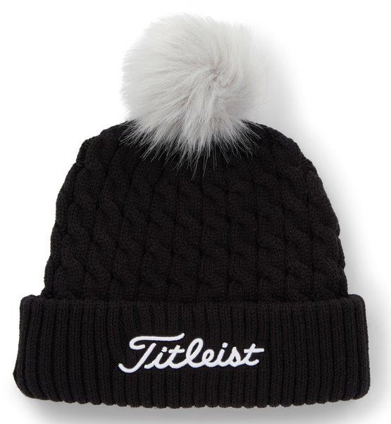 Titleist Cable Knit Pom Pom Damen Wintermütze, schwarz